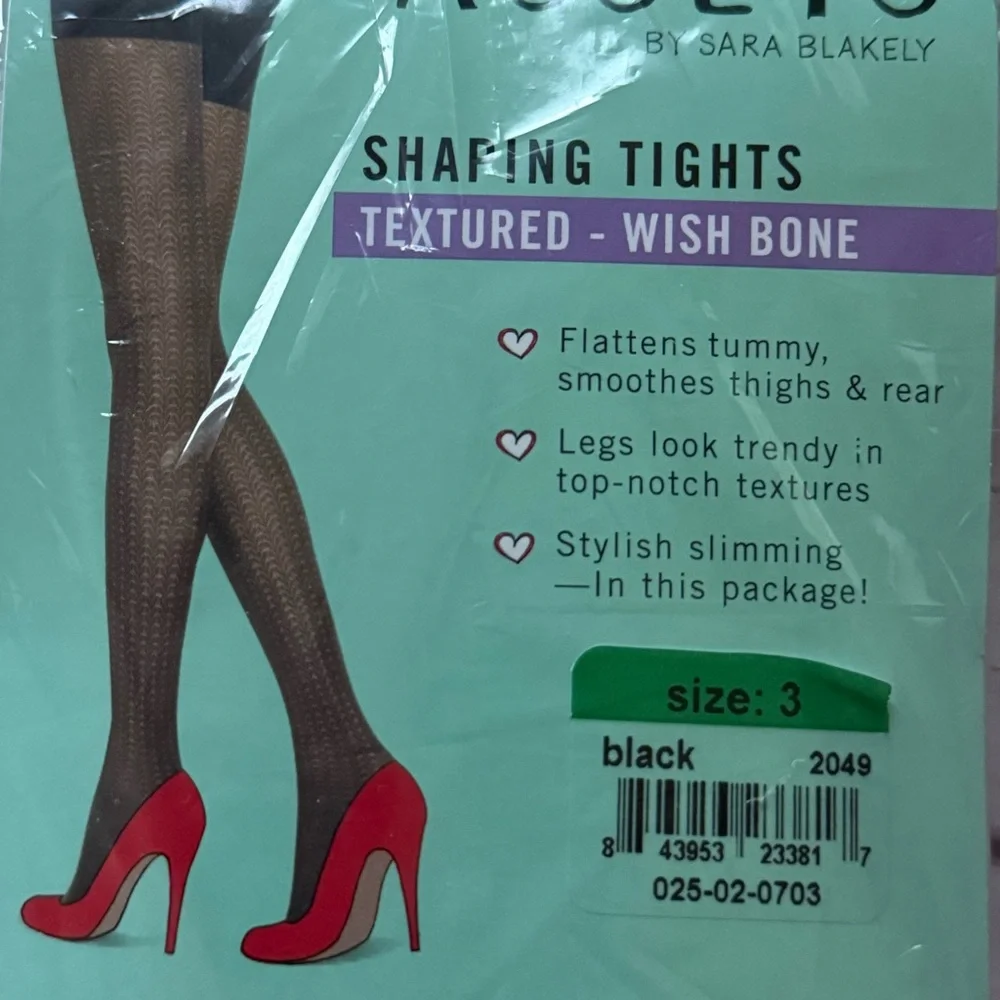 Assets By Sara Blakely Shaping Tights Size 3 Elegant Black Patterned Tights New
